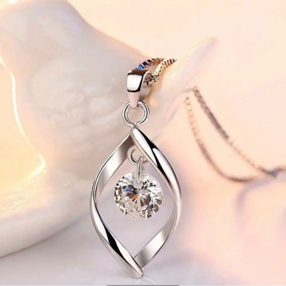 Floating Water Drop Crystal Necklace - Picture 5 of 5